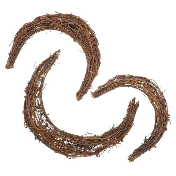 BESTYASH 3-Piece Moon Shape Rattan Wreath Set for Wedding Wall Decor and Home Decoration