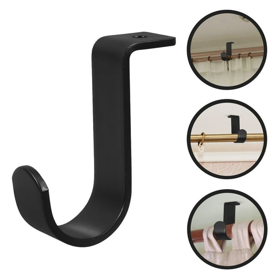 BESTYASH 3Pcs Adjustable Black Curtain Rod Holders with Thickened Metal Design
