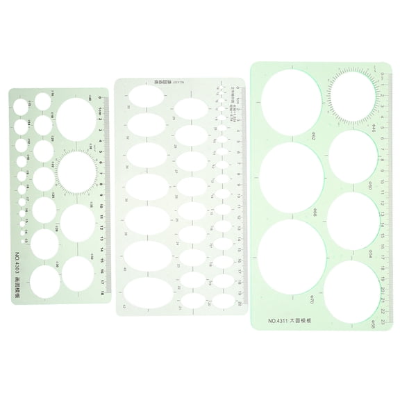BESTYASH Set of 3 Plastic Measuring Rulers with Drawing Templates for Architecture, Drafting, Design, and Engineering Projects
