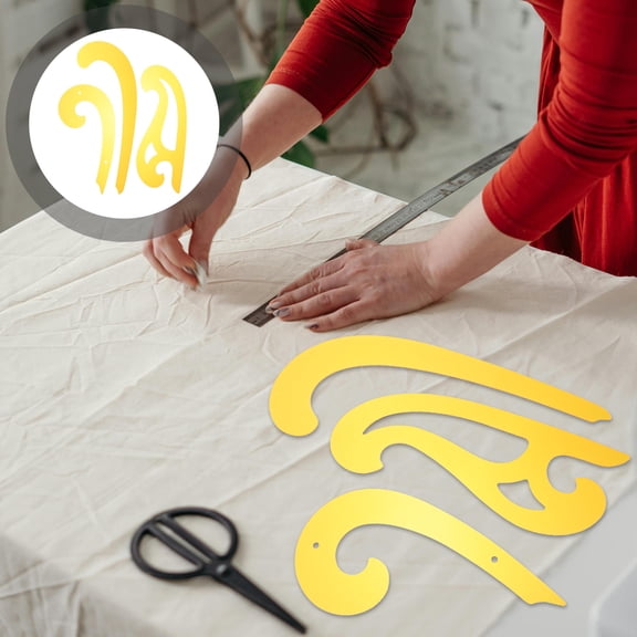 BESTYASH 3Pcs Hip Curve Ruler Yellow Lightweight Flexible Plastic Template for Measuring and Drawing