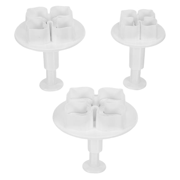 BESTYASH 3Pcs Hydrangea Fondant Cutter Plunger Set White Food Grade Hard Plastic Sugarcraft Tools