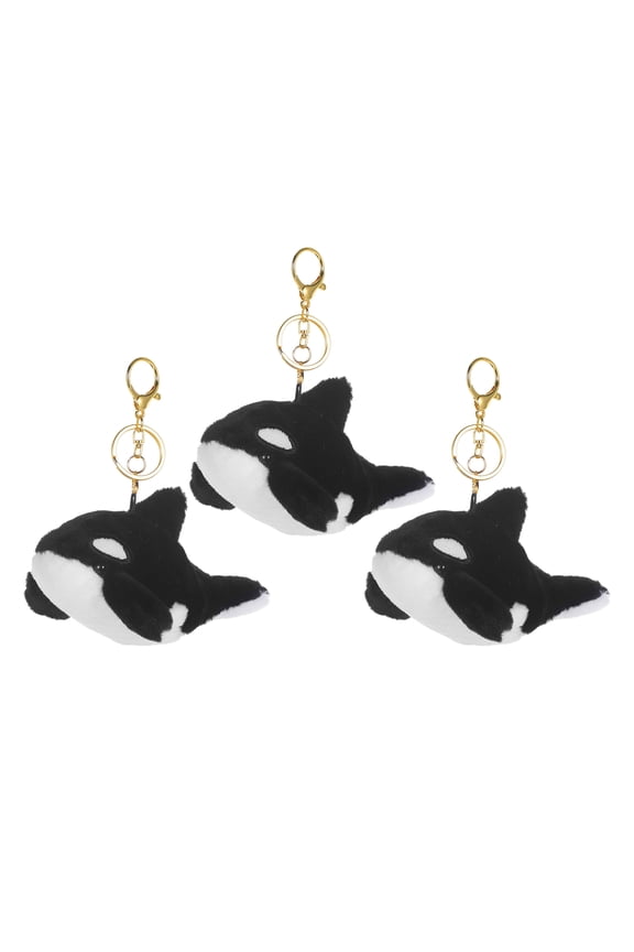 3-Pack Marine Whale Plush Keychains Soft Animal Charms for Backpack, Purse, or Bag Accessories