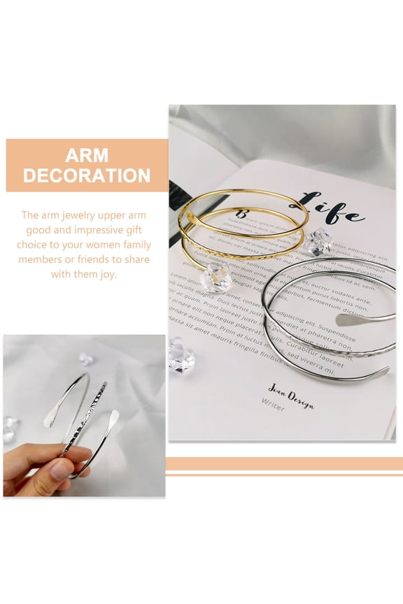 3-Pack Adjustable Metal Arm Cuffs Upper Arm Bracelets with Elegant Spiral Design, Assorted Colors for Women