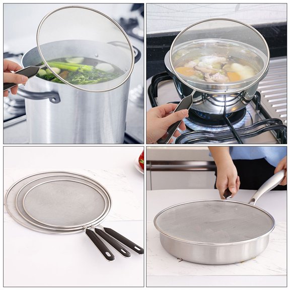 BESTYASH 3Pcs Multi Color Stainless Steel Splatter Screen Guard with Rust Proof Fine Wire Mesh