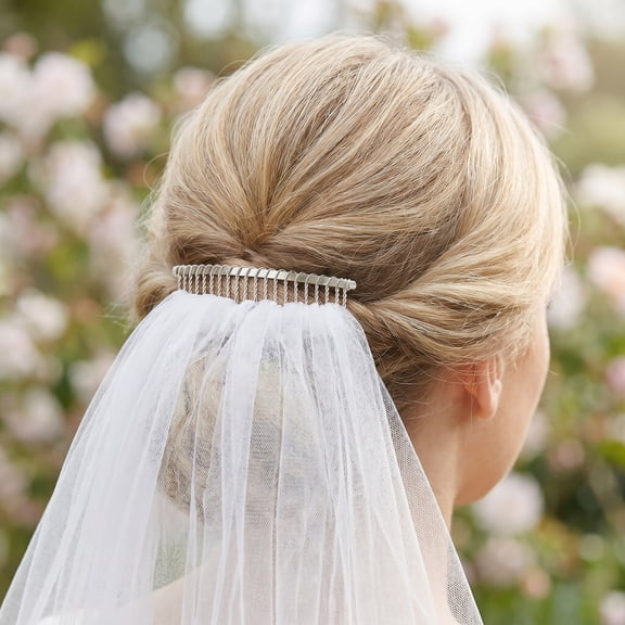 BESTYASH Plated Silver Metal Hair Comb for Veil 3Pcs Bridal Wedding Headpiece