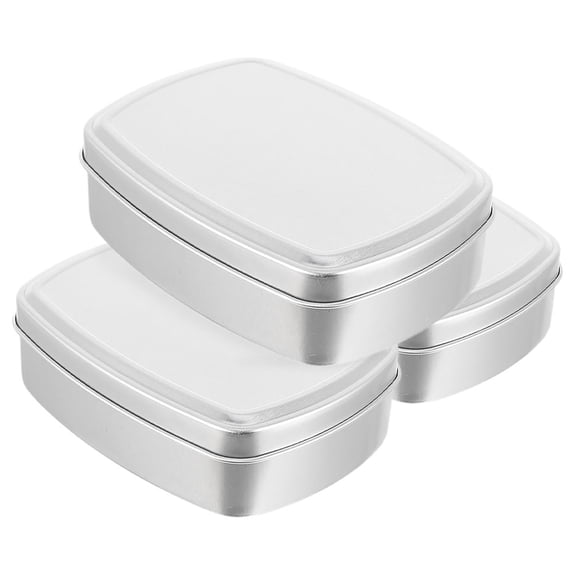 BESTYASH 3Pcs Portable Aluminum Soap Box Waterproof Plated Silver Case for Bar Soap and Candle Storage
