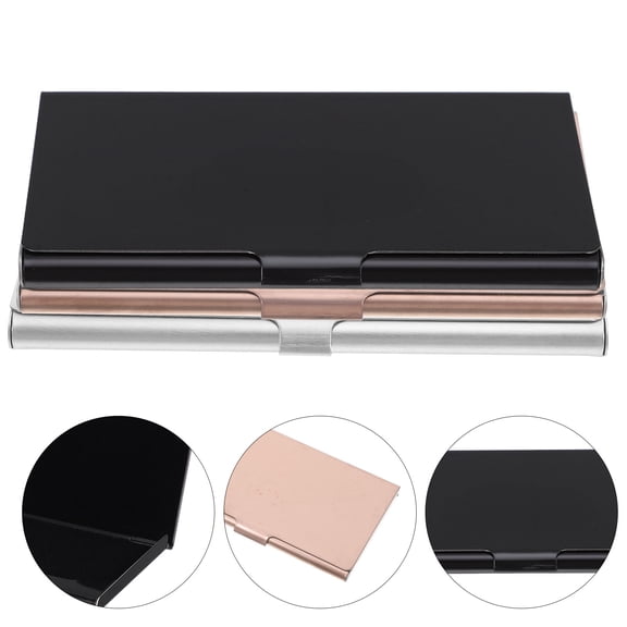 BESTYASH 3Pcs Multicolor Stainless Steel Executive Card Holder Portable Formal Card Case for Business Use