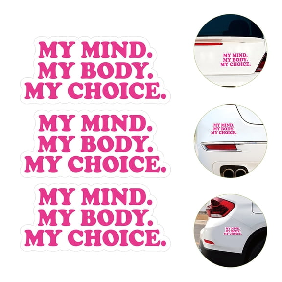 BESTYASH 3Pcs Pro Choice Sticker Pink PVC Durable Car Bumper Decoration Sign Easy Peel Off