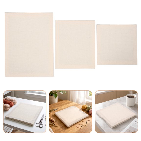 BESTYASH 3Pcs Punch Needle Embroidery Frames with Prestretched White Fabric and Wood Hoop