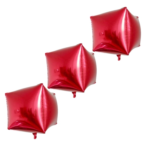 BESTYASH 3Pcs Red Aluminum Film Balloons Square Foil Balloons for Hanging Banner and Photo Props