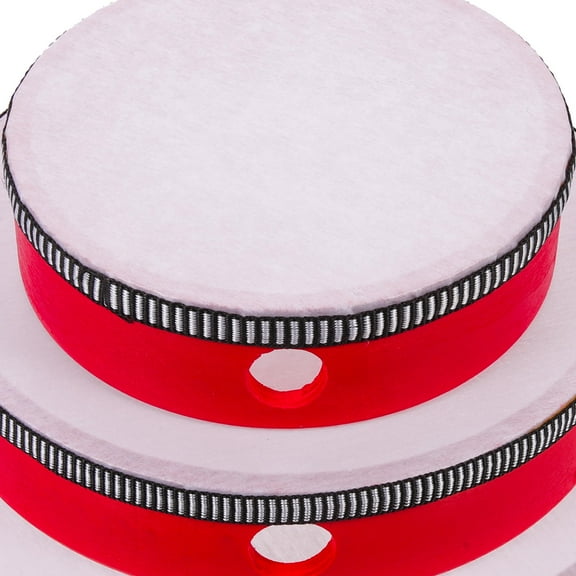 BESTYASH 3Pcs Red Wooden Percussion Hand Drum Set Ideal for Music Development and Coordination