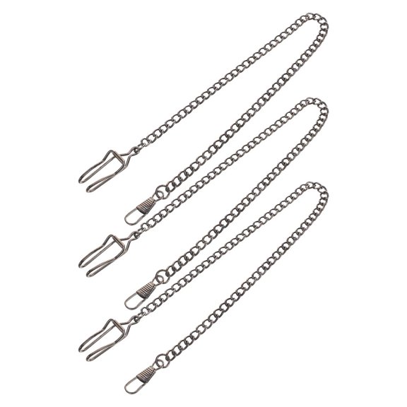 BESTYASH 3Pcs Retro Black Alloy Pocket Watch Chains Clip Accessory with Fine Craftsmanship