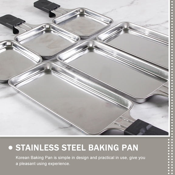 BESTYASH 3Pcs Rectangle Stainless Steel Baking Pans Compact Design for Convenient Storage
