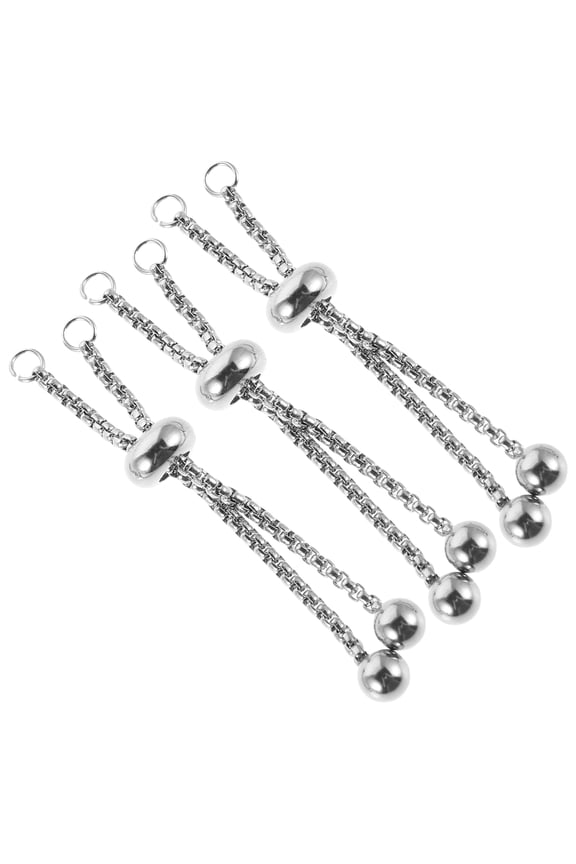 3Pcs Stainless Steel Adjustable Bracelet Slider Chains in Silver with Ball Ends for Jewelry Making