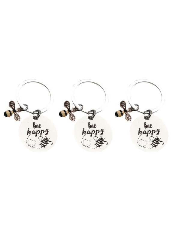 Bee Keychain Set, Stainless Steel, Lovely Bee Pendant, Multipurpose Decor (3Pcs)