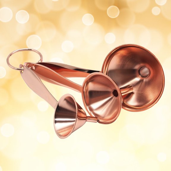BESTYASH Stainless Steel Funnel Set 3Pcs Rose Plated Gold Long Handle for Kitchen Use
