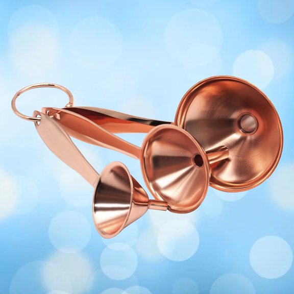 BESTYASH Kitchen Use Funnel Set, Stainless Steel, Rose Plated Gold, Long Handle, 3Pcs