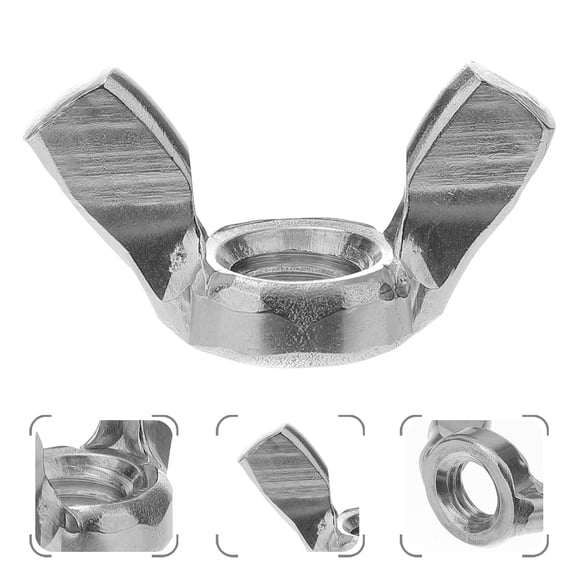 BESTYASH 3Pcs Plated Silver M10 Wing Nuts Corrosion Resistant Stainless Steel Machine Hardware Parts