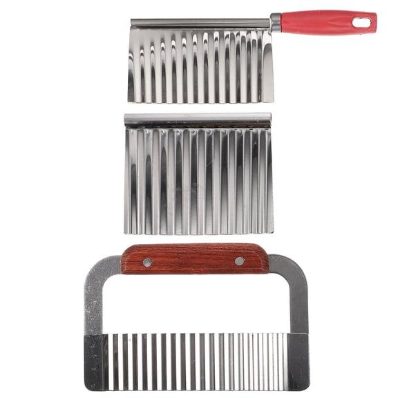 BESTYASH 3Pcs Stainless Steel Potato Slicer Set Crinkle Cut Tool for Potatoes Onions Tomatoes