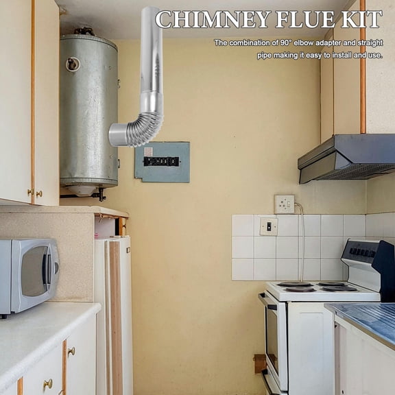 BESTYASH 3-Piece Stainless Steel Straight Chimney Flue Tubes with Elbow Connectors for Venting Systems