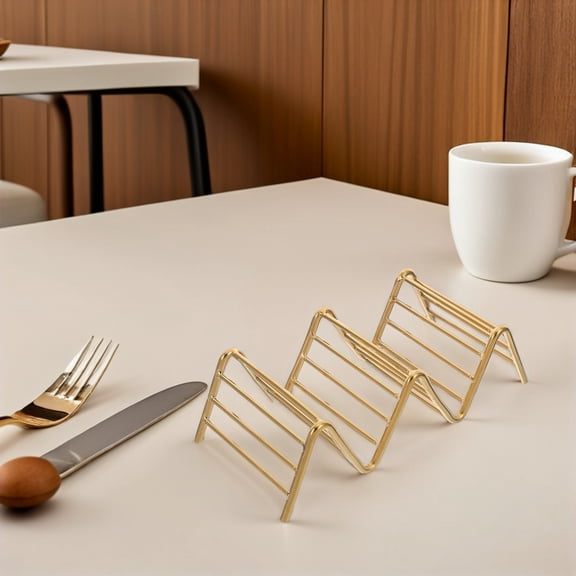 BESTYASH Golden Stainless Steel Taco Holder Stand, V-Shaped for Stable Support, 3Pcs