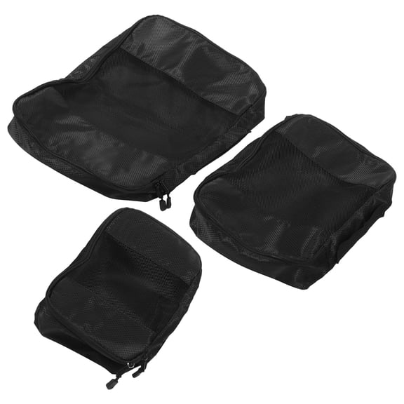 BESTYASH 3Pcs Travel Organizer Black Polyester Clothes Storage Bags Lightweight Space Saving Design