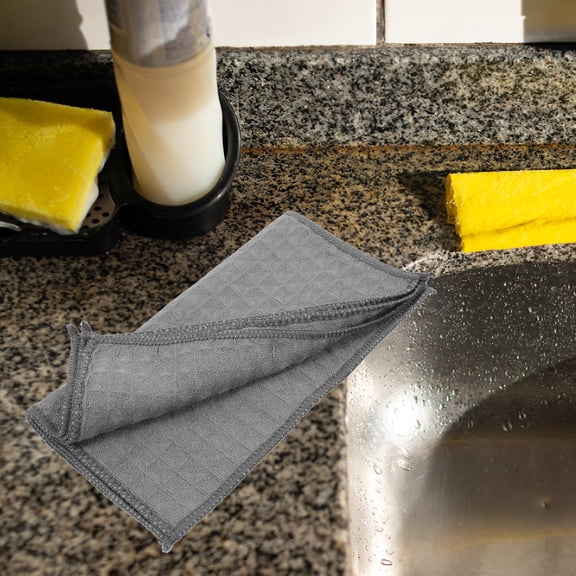 BESTYASH Grey Waffle Dish Towels Absorbent Lightweight for Kitchen Use 3Pcs