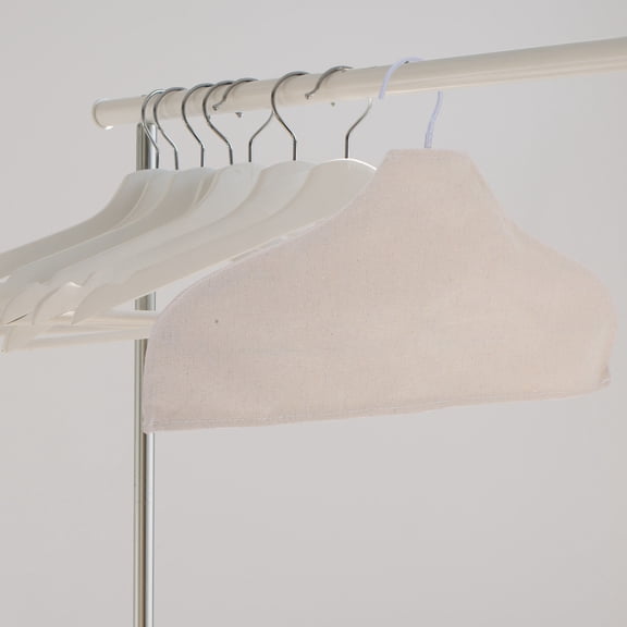 BESTYASH 3Pcs Beige Wardrobe Cloth Hanger Cover Cotton Linen Nonslip Protector for Garments