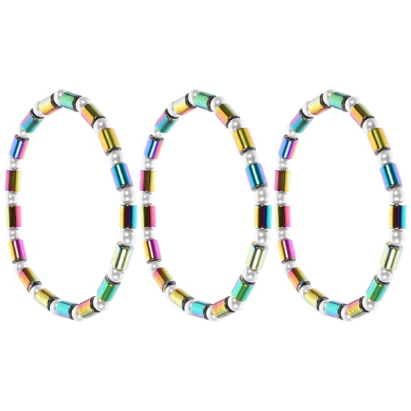 BESTYASH 3Pcs Wear Resistant Foot Chain Anklet Bracelets with Elastic Rope Assorted Colors for Everyday Decoration