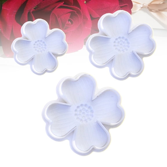 BESTYASH 3Pcs White Four Leaf Clover Baking Mold Embossed Plunger for Cookie Dough and Fondant