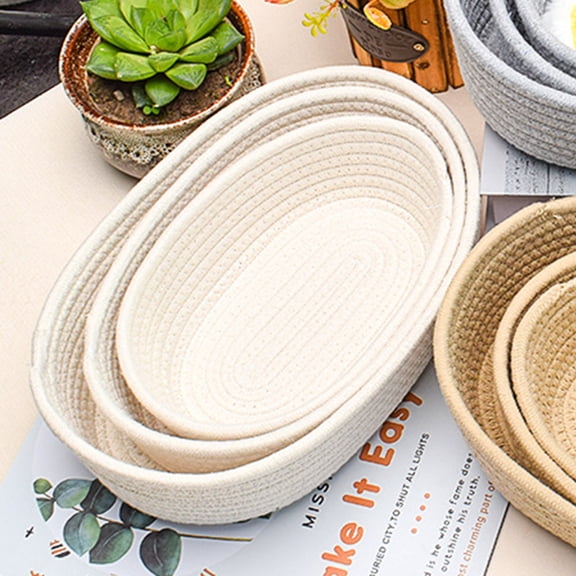 BESTYASH 3Pcs White Weaving Basket Set Practical Home Storage Organizer for Books Dvds Towels