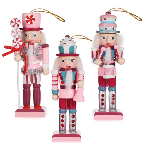 BESTYASH 3Pcs Wooden Nutcracker Christmas Decor Nutcracker Statue with Traditional Design for Party Use