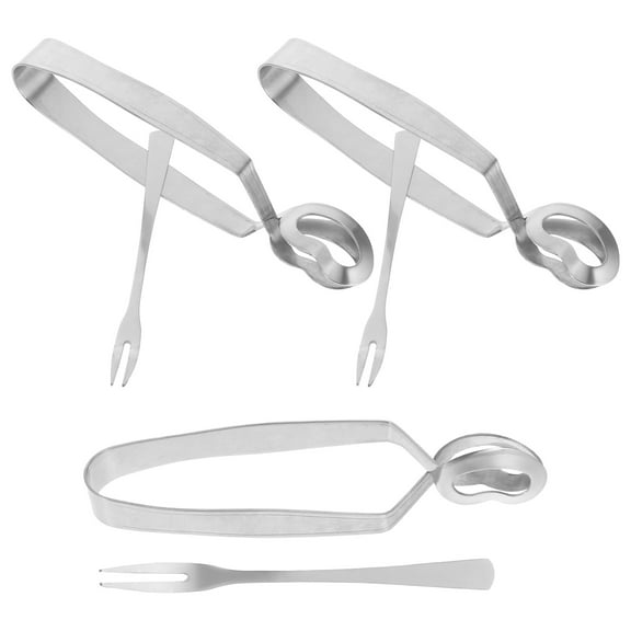 BESTYASH 3Sets Plated Silver Stainless Steel Escargot Tong and Fork Set Heat Resistant Shellfish Tongs