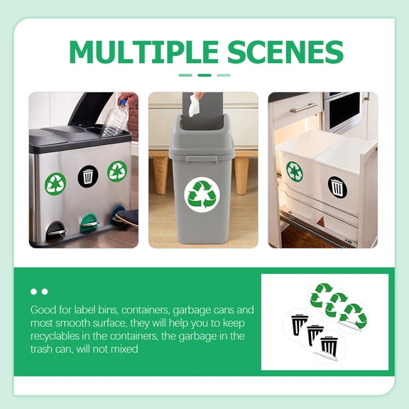 BESTYASH 3Sets Trash Can Sticker PVC Recycling Label Waterproof Recycle and Trash Decals Assorted