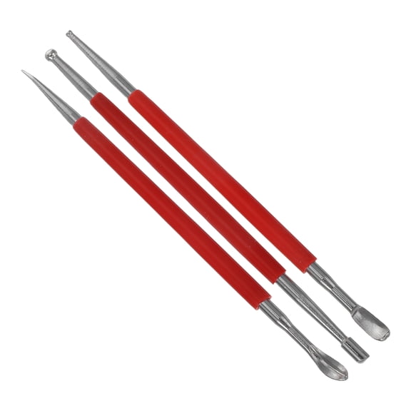 BESTYASH 3pcs Embossing Tool for Clay Craft Tool Dark Red Stainless Steel for Professionals Back to School