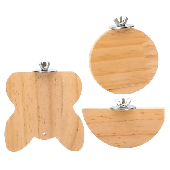 BESTYASH 3pcs Hamster Standing Platform Guinea Pig Parrot Jumping Board Durable Pet Accessory Includes Half