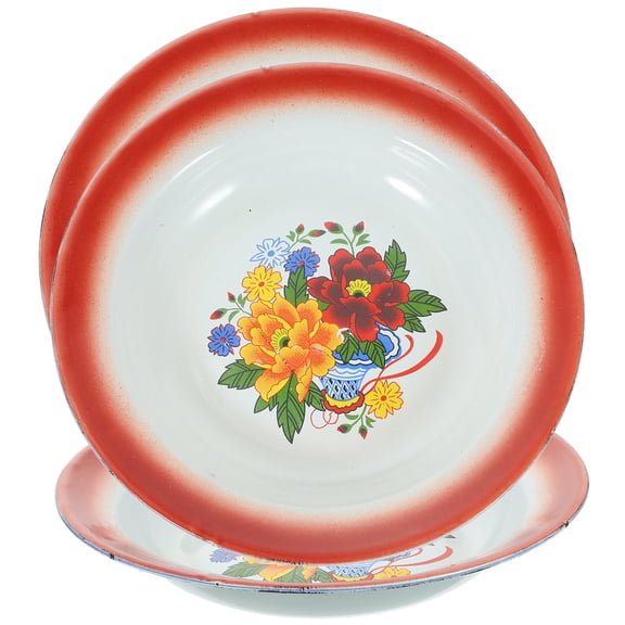 BESTYASH 3pcs Retro Dishes Metal Dinner Plates for Bar Use