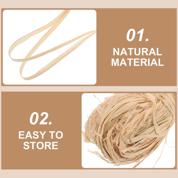 BESTYASH 4 Bundles of Raffia Straw for Crafts Khaki Raffia Grass Craft DIY for Home Decor