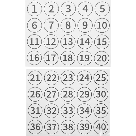 BESTYASH 40Pcs Adhesive Number Labels PVC for Classification Organizing and Tracking Furniture Items