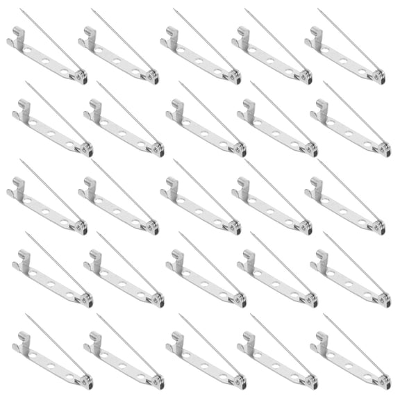 BESTYASH 40Pcs Secure Locking Pin Backs Plated Silver Metal Badge Fasteners for Clothing Accessories and DIY