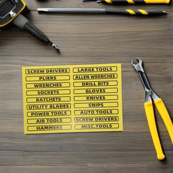 BESTYASH 40Pcs Tool Chest Drawer Labels Yellow Wear Resistant Tool Organization Stickers