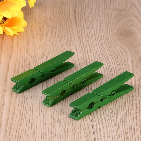 BESTYASH 40pcs Round Clothespins Big Wooden Clip Green Practical Design Clothes
