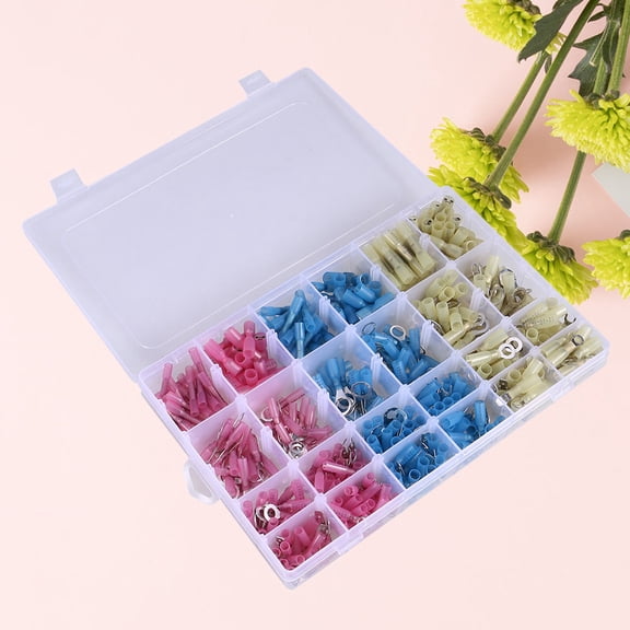 BESTYASH 481Pcs Industrial Heat-shrink Tubing Solder Ring Heat-shrinkable Tube Terminal Plastic Assorted Color