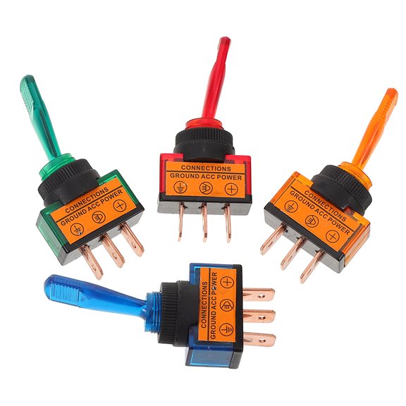 BESTYASH 4PCS Heavy Duty Car Switch Assorted Color Alloy Plastic For DIY Electrical Projects And Vehicle Owners