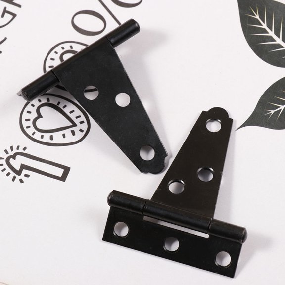 BESTYASH 4PCS Outdoor Hinges Black Zinc Coating T Shape Hinges for DIY Projects