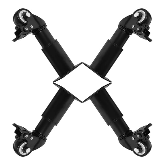 BESTYASH 4Pcs Adjustable Black Metal Cabinet Legs with Smooth Rolling Caster Wheels