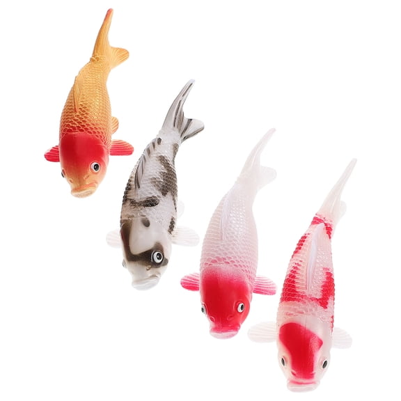 BESTYASH 4 Pcs Realistic Fish Model: Artificial Pvc Koi Carp for Aquarium Decoration