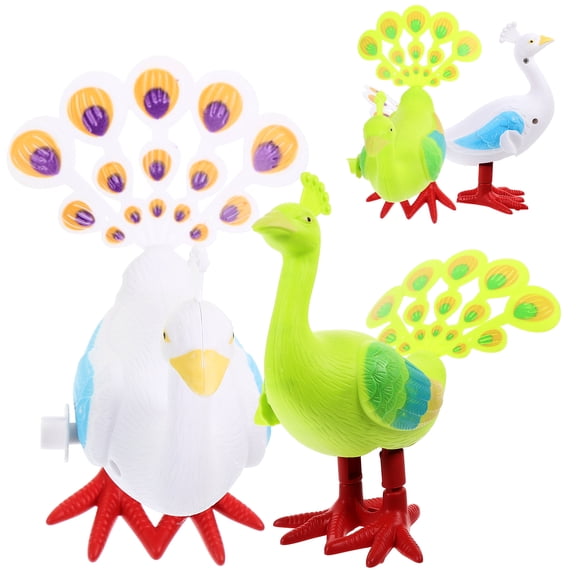 BESTYASH 4Pcs Assorted Color Abs Cartoon Shape Peacock Wind-Up Toys Entertainment Crawling Guidance Jumping Movement