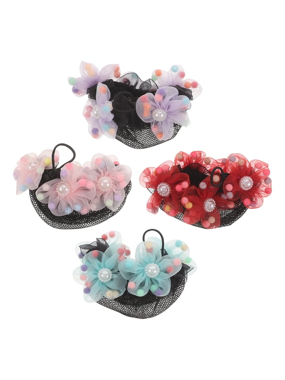 4-Pack Assorted Color Ballet Mesh Hair Snoods for Secure and Stylish Dance Hair Styling Accessories