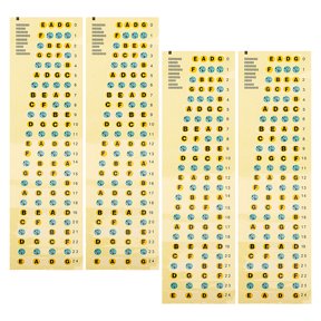 BESTYASH 4Pcs Bass Fretboard Scale Stickers Assorted Color Note Map Decals Practical for Skill Improvement